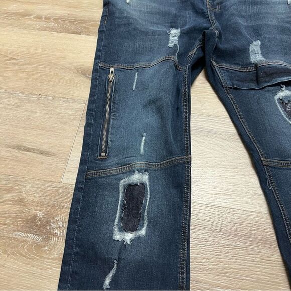 Ecko Unltd Men's Skinny Fit Denim Jeans Size 38 x 32 Distressed Moto - Picture 4 of 15